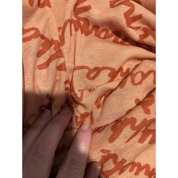 Nanushka Alexa Maxi Dress Orange Peach Logo Print Large Cinched Ruched Bodycon - Picture 14 of 16